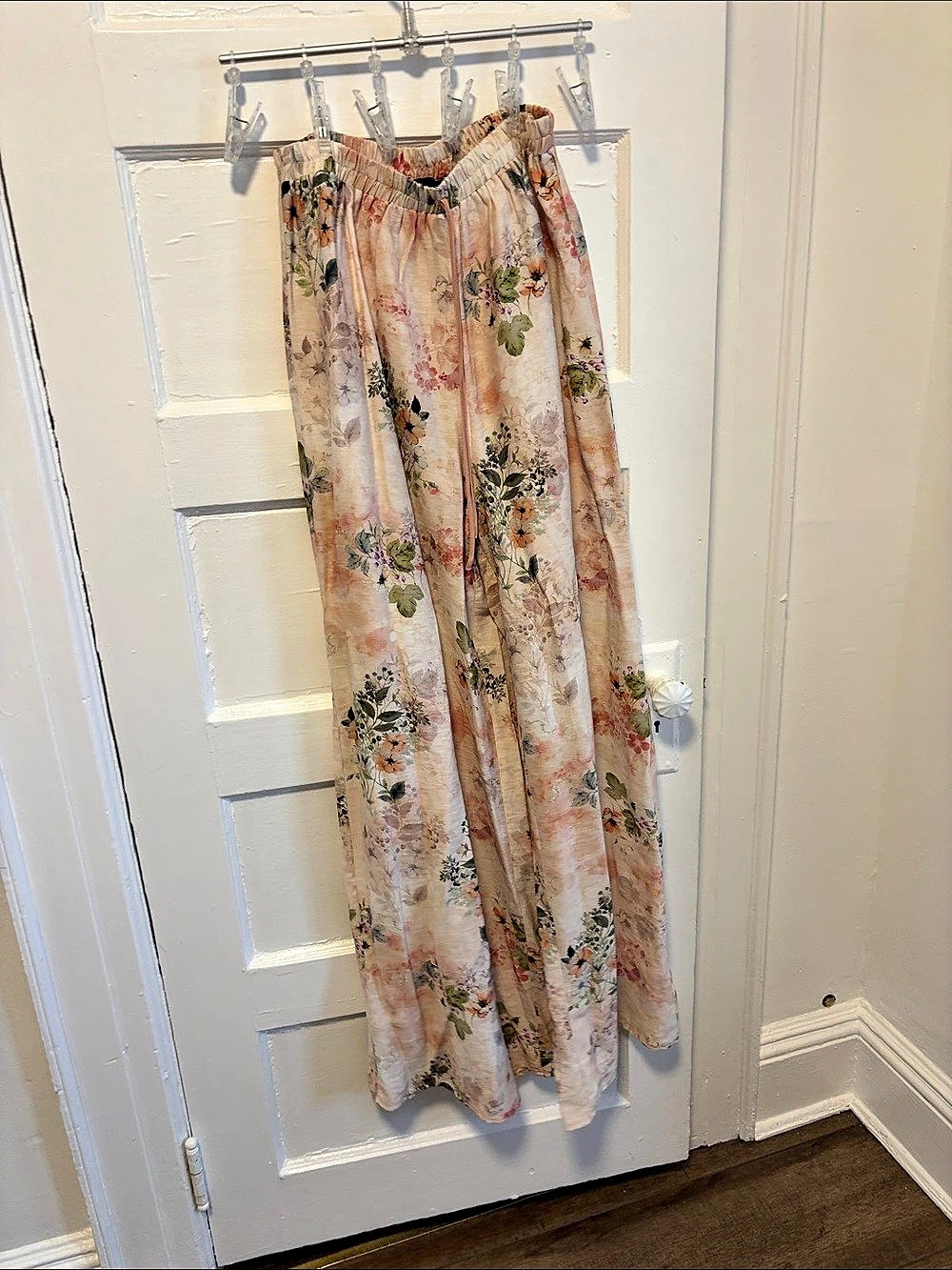 Lulus Eydis Ivory Multi Print Wide-Leg Drawstring Pants Medium